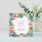 Carte De Remerciements Fleurs colorées Hawaii Anniversaire (Debout devant)