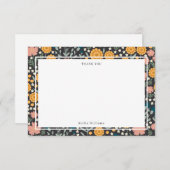 Carte De Remerciements Fleurs colorées rose orange moderne (Devant / Derrière)