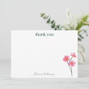 Carte De Remerciements Fleurs Colorées Rose Vert Cadeau de Mariage Person