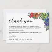 Carte De Remerciements Fleurs couleur arc-en-ciel LGBT Mariage photo (Devant)