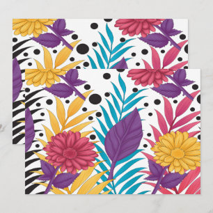 Carte De Remerciements Fleurs coupées roses et violettes avec pétales com