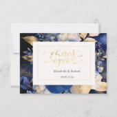 Carte De Remerciements Fleurs Crème Bleu Marine (Devant)