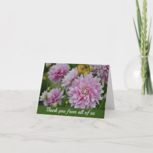 Carte De Remerciements Fleurs Dahlia roses au jardin RHS De nous tous
