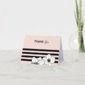 Carte De Remerciements Fleurs d'anémone French blush avec rayures noires (Devant)