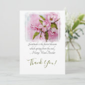 Carte De Remerciements Fleurs d'Apple rose aquarelle (Debout devant)