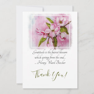 Carte De Remerciements Fleurs d'Apple rose aquarelle
