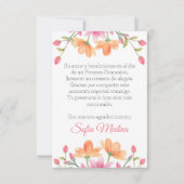 Carte De Remerciements Fleurs d'aquarelle élégantes et mignonnes en espag (Devant)