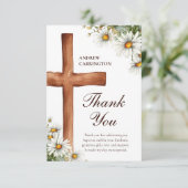 Carte De Remerciements Fleurs d'aquarelle et baptême croisé (Debout devant)