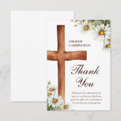 Carte De Remerciements Fleurs d'aquarelle et baptême croisé (Devant / Derrière)