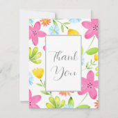 Carte De Remerciements Fleurs d'aquarelle jetées (Devant)