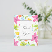 Carte De Remerciements Fleurs d'aquarelle jetées (Debout devant)