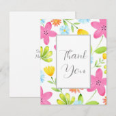 Carte De Remerciements Fleurs d'aquarelle jetées (Devant / Derrière)