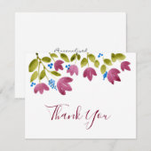 Carte De Remerciements Fleurs d'aquarelle magenta (Devant / Derrière)