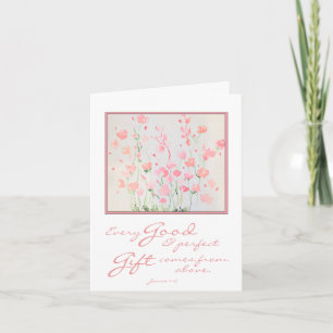 Carte De Remerciements Fleurs d'aquarelle rose et verte grâce