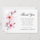 Carte De Remerciements Fleurs d'aquarelle rose sympathie funéraire (Devant)