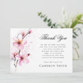 Carte De Remerciements Fleurs d'aquarelle rose sympathie funéraire (Debout devant)