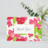 Carte De Remerciements Fleurs d'aquarelle rouge (Debout devant)