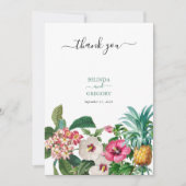 Carte De Remerciements Fleurs d'aquarelle tropicale et Mariage de verdure (Devant)