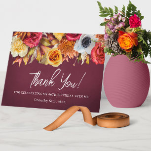 Carte De Remerciements Fleurs d'automne 60e anniversaire plié