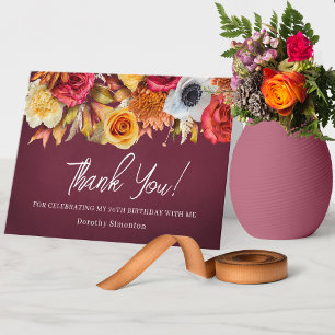 Carte De Remerciements Fleurs d'automne 70e anniversaire plié