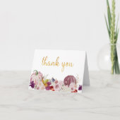 Carte De Remerciements Fleurs d'automne de citrouille rustique Calligraph (Devant)