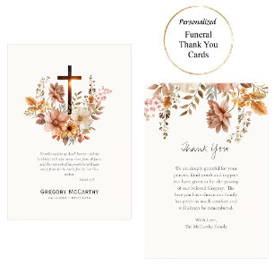 Carte De Remerciements Fleurs d'automne et funérailles catholiques romain