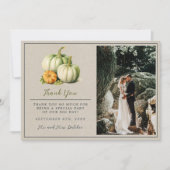 Carte De Remerciements Fleurs d'automne Floral Automne Vert Orange Mariag (Devant)