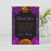 Carte De Remerciements Fleurs d'automne orange et violet Halloween Quince (Debout devant)