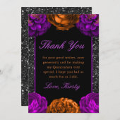 Carte De Remerciements Fleurs d'automne orange et violet Halloween Quince (Devant / Derrière)