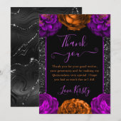 Carte De Remerciements Fleurs d'automne orange et violet Halloween Quince (Devant / Derrière)