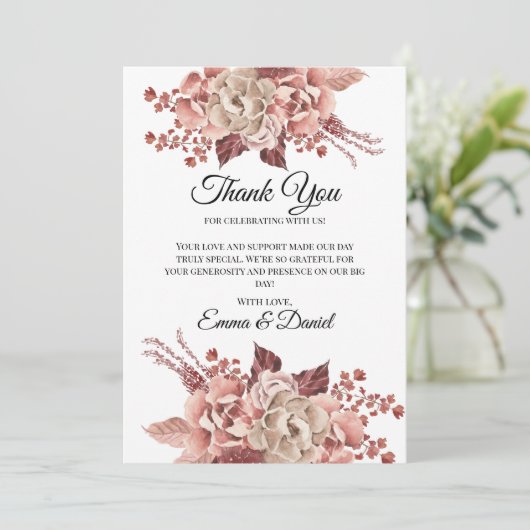 Carte De Remerciements Fleurs d'automne rustiques Aquarelle (Debout devant)