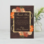 Carte De Remerciements Fleurs d'automne Rustiques Burnt Orange Birthday (Debout devant)