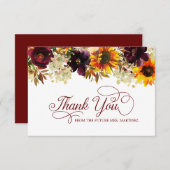 Carte De Remerciements Fleurs d'automne Tournesol Rose Shower de mariage (Devant / Derrière)