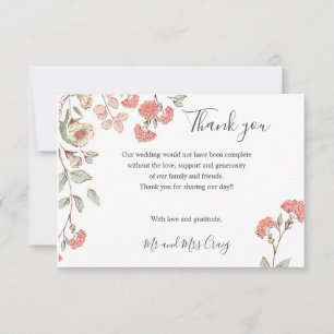 Carte De Remerciements Fleurs de blush en bouquet Mariage remerciements