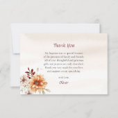 Carte De Remerciements Fleurs de Boho Vin et Crème Baptême orthodoxe (Devant)