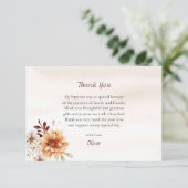 Carte De Remerciements Fleurs de Boho Vin et Crème Baptême orthodoxe (Debout devant)