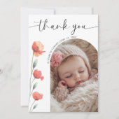 Carte De Remerciements Fleurs de cadre d'arc de script moderne (Devant)