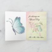 Carte De Remerciements Fleurs de cerisier à l'aquarelle Papillons (Intérieur)