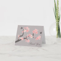 Fleurs de cerisier roses/carte de remerciements