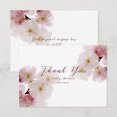 Carte De Remerciements Fleurs de cerisier roses romantiques (Devant / Derrière)
