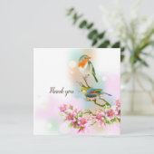 Carte De Remerciements Fleurs de cerisiers et oiseaux (Debout devant)