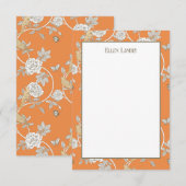 Carte De Remerciements Fleurs de Chinoiserie orange (Devant / Derrière)