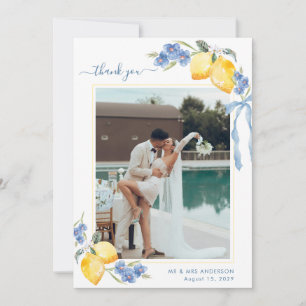 Carte De Remerciements Fleurs de citron italiennes et nœud bleu et jaune