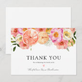 Carte De Remerciements Fleurs de Citron RoseRemerciements de Shower de Ma (Devant / Derrière)