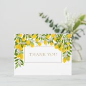 Carte De Remerciements Fleurs de citron verdure géométrique or (Debout devant)