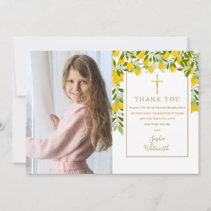 Carte De Remerciements Fleurs de citronniers Verdure Première communion s