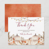 Carte De Remerciements Fleurs de citrouille de crême blanche Mariage et B (Devant / Derrière)