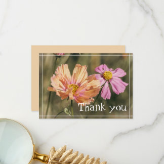 Carte De Remerciements Fleurs de Cosmea d'Été Rétro