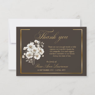 Carte De Remerciements Fleurs de Cosmos Blancs Élégants pour Funérailles