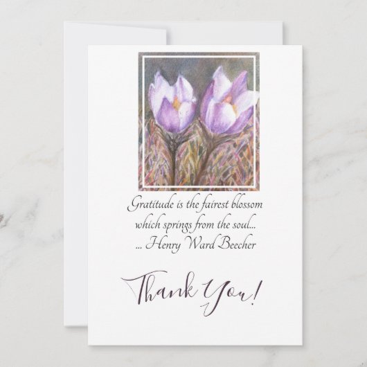 Carte De Remerciements Fleurs de Crocus pourpres en Aquarelle (Devant)